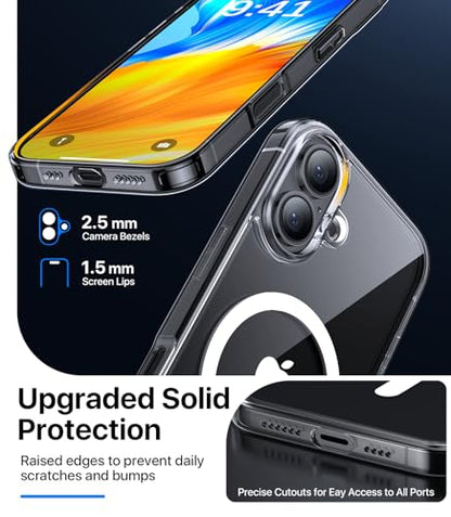 CAHEJILU Magnetic for iPhone 16 Case,[Compatible with MagSafe][Military Grade Drop Protection] Anti-Fingerprint Translucent Matte Shockproof Protective Case for iPhone 16 Phone Case 6.1",Clear - color: A4-Clear