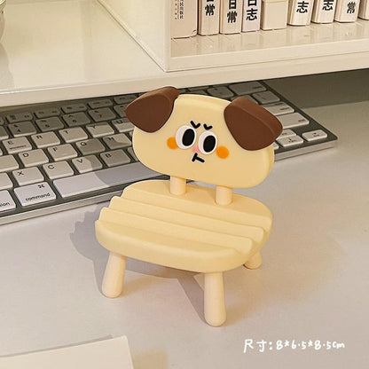 Super Cute Funny Face Animal Chair Cell Phone Stand, Adjustable Mobile Phone Support‌ Holder‌ Cellphone Mount‌ for Desk, Compatible with Phone 17 16 15 14 13, Smartphone, Pad, Tablet-Yellow Dog - color: Yellow Dog