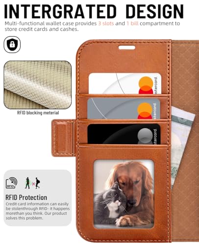 OCASE for iPhone 17e/iPhone 16e Wallet Case, Card Holder, Retro Brown | RFID Blocking, Kickstand, Magnetic Closure, PU Leather Flip Folio, Shockproof TPU Shell, Protective Phone Cover (6.1") - color: Retro Brown