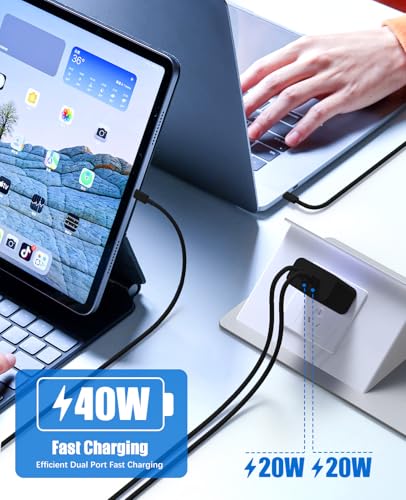 2 Pack 40W Fast Charger for iPhone 17 16 15 Pro Max Charger Fast Charging - color: Black, size: 2pack-(6+6+6+6)ft