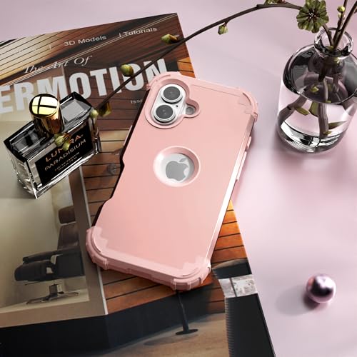 IDweel for iPhone 17 Case with Screen Protector for Women, 3 in 1 Shockproof Slim Fit Hybrid Heavy Duty Hard PC Cover Soft Silicone Bumper Full Body Anti-Fingerprint Case, Rose Gold - color: Rose Gold