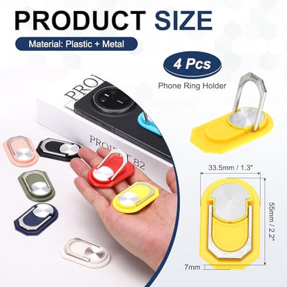 PATIKIL 2PCS Phone Ring Holder, Cellphone Ring Holder Finger Grip Stand 360 Rotation with Adhesive Backing Kickstand for Back of Phone Tablet Car Mount, Yellow - color: Yellow