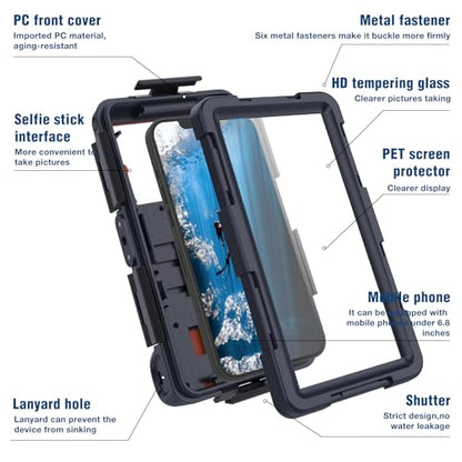 2026 Underwater Snorkeling Diving Phone Case for Phone 17/16/15/14/13/12Pro Max/Galaxy S26/S25/S24/S23.(50ft/15m) Professional Scuba Dive Waterproof Case Underwater Photo Video（Blue） - color: Blue