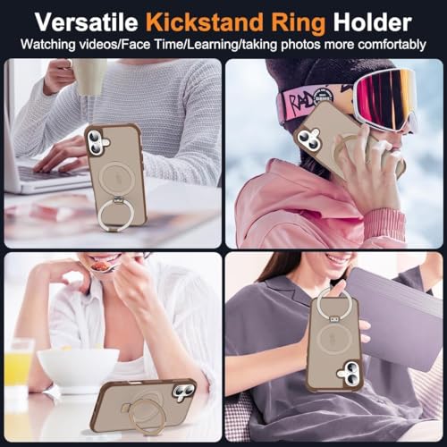 SKYLMW Compatible with iPhone 17 Case with Stand,Desert Brown | iPhone 17 Phone Case 6.3",Magnetic Ring Stand,Compatible with MagSafe,Military-Grade Protection,Great Grip Feeling - color: Desert Brown, size: Iphone 17