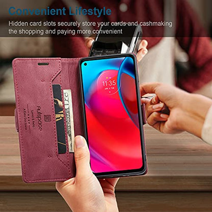 HAII Case for Moto G Stylus 5G 2021,PU Leather Folio Flip Wallet Case with Card Holster Stand Kickstand Magnetic Closure Shockproof Phone Cover for Motorola Moto G Stylus 5G 2021 (Red) - color: Red