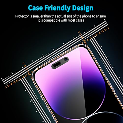 2 Pieces Privacy Screen Protector for iPhone 14 Pro 6.1 Inches, Anti Spy Tempered Glass with Installation Tools, 9H Hardness, Compatible with Cover - size: iPhone 14 Pro