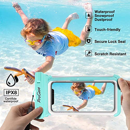 ProCase 2 Pack Waterproof Phone Pouch, Underwater Phone Case Up to 7", Dry Bag for iPhone 17 Air 16 15 14 13 Pro Plus Max, Galaxy S24 S23 S22 Ultra Pixel, Beach Essentials -Green & Black - color: Green/Black
