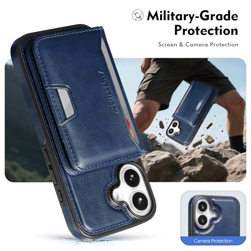 Antsturdy Compatible with MagSafe iPhone 17 Wallet Case,Blue | 2 in 1 Detachable Magnetic,Credit Card Holder Slots,RFID Blocking,PU Leather,Kickstand,Flip Folio Phone Cover for Men & Women - color: Blue, size: iPhone 17 - 6.3"