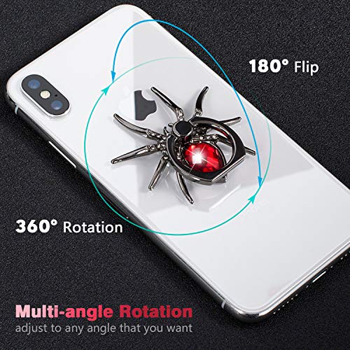 Allengel Phone Ring Holder Stand, 360 Degree Rotation Universal Spider Finger Kickstand with Polished Metal Phone Grip for Cell Phone, Red - color: Red