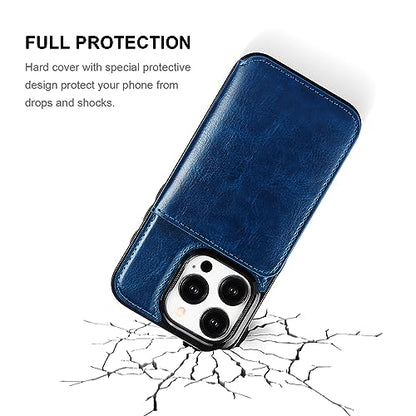 KIHUWEY Compatible with iPhone 15 Pro Wallet Case Credit Card Holder, Premium Leather Kickstand Flip Hidden Magnetic Clasp Durable Shockproof Protective Cover for iPhone 15 Pro 6.1 inch (Blue) - color: Blue