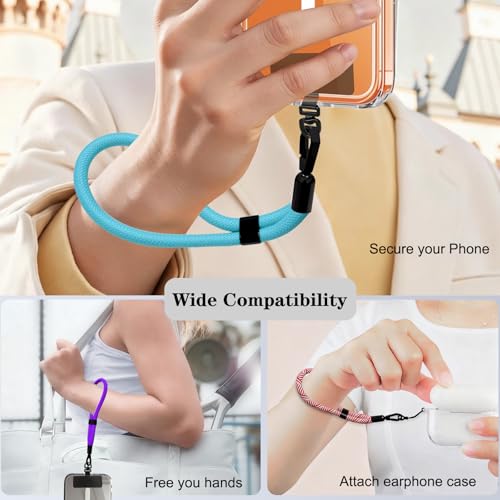 Phone Lanyard, 2 Pack Adjustable Cell Phone Lanyard Hand Phone Wrist Strap with Tether Tabs for Smartphones - color: Bright Blue