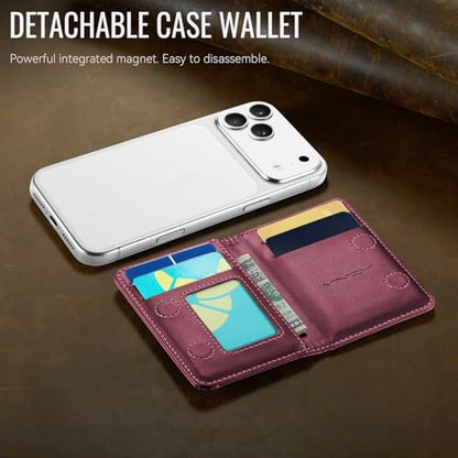 Vinich for MagSafe Wallet Magnetic RFID Blocking Card Holder, Wine Red - color: Wine Red