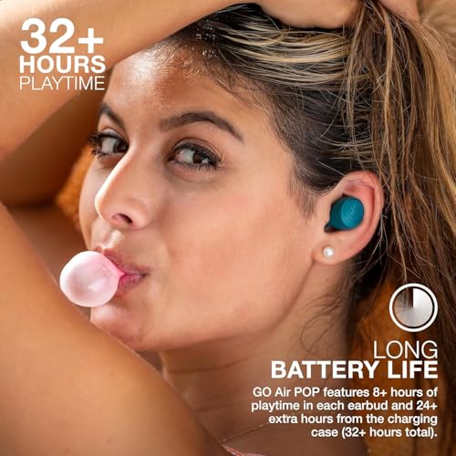 JLab Go Air Pop+ Earbuds, Dual Connect, EQ3 Sound, Teal - color: Teal, style: Matte