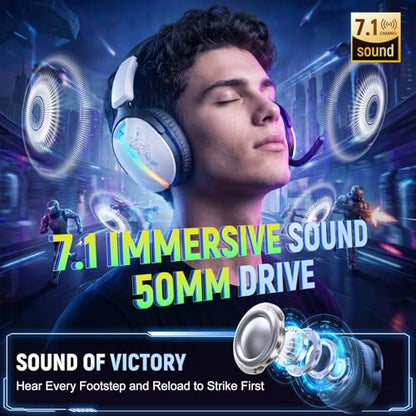 3-in-1 Wireless Gaming Headset, Mirror Gloss, 50mm Drivers, 7.1 Surround