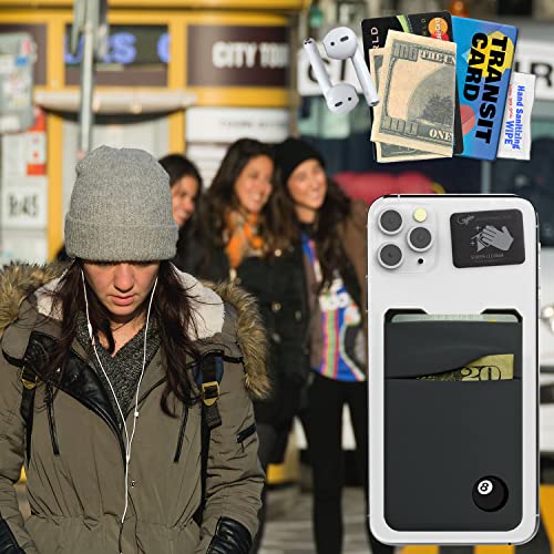 Gecko Travel Tech Double Pocket - Adhesive Card Holder - Cell Phone Pouch - Stick on Spandex Pocket - Carry Credit Cards and Cash (8 BALL) - color: 8 BALL