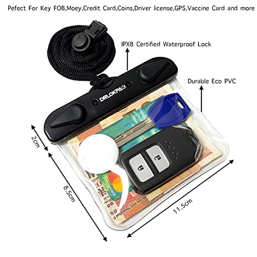 DRLOKPAK Submersible Waterproof Wallet Surf Dry Car Key FOB Case Bag 2Pack Waterproof Pouch Holder For Key Credit Door Ship Card Cash ID Driver Fishing Hunting License(Clear＋Clear) - color: Clear+Clear