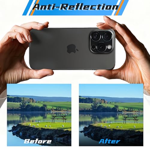Camera Lens Protector Cover for iPhone 16 15 14 Pro Max/Pro (9H Anti-Glare Tempered Glass, 0.2mm Shatterproof Metal Ring) - Military-Grade Case Friendly, Bubble-Free Install, slivery