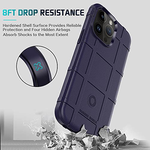 Rugged Shield 8ft Drop Proof TPU Thick Armor Tactical Protective Case Compatible with iPhone 14 Pro Max (6.7 inches) - Deep Purple - color: Deep Purple, size: iPhone 14 Pro Max