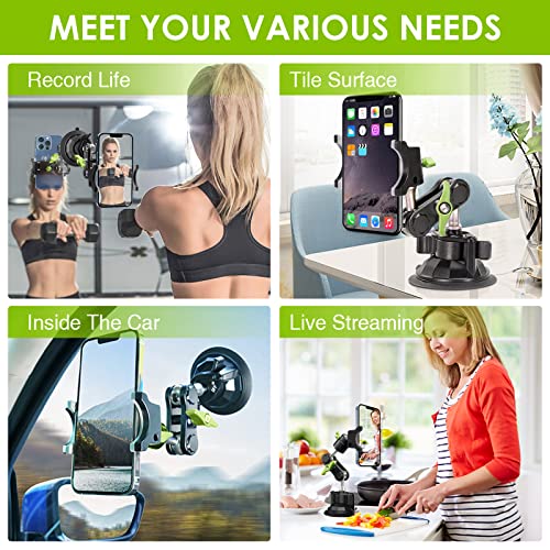 Suction Cup Phone Mount 360 Rotating Universal Ball Head Arm for Car Dashboard Windshield Vehicle Sunroof (Black) - color: Black