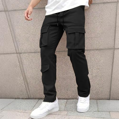 Men Cargo Pants Ripstop Durable Tactical Quick Dry Deep Pockets Construction Travel Job Site Tactical Pants for Men - color: A Black, size: Small