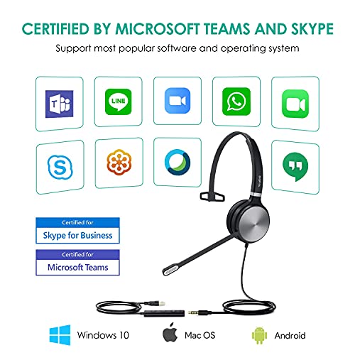 Yealink UH36 USB Headset with Mic 3.5mm Wired Headphones for PC Computer