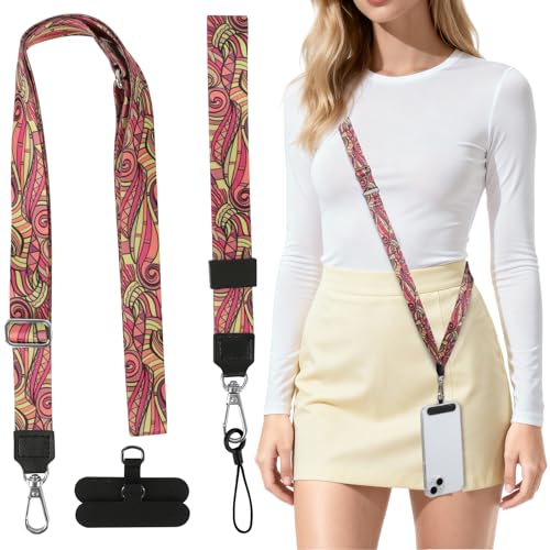 Phone Lanyard Crossbody & Neck, Adjustable Cell Phone Wrist Strap - color: Abstract