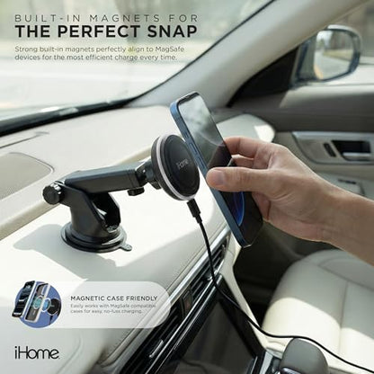 iHome Car Mount, Dashboard/Windshield/Vent Mount, Swivel Neck, Silicone Grip, Adjustable Mount Arm with Suction Cup Base (Magnetic Charging Car Mount) - style: Magnetic Charging Car Mount