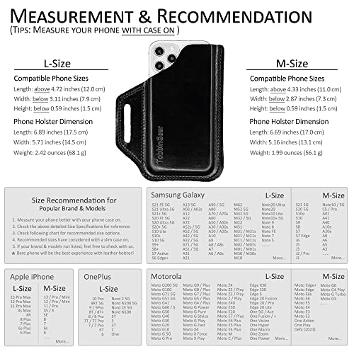 TobbinGear Leather Belt Phone Pouch, Leather Cell Phone Holster, Universal Phone Case with Belt Loops, for Men and Women Large Black - color: Loops - Black, size: L - Right Handed