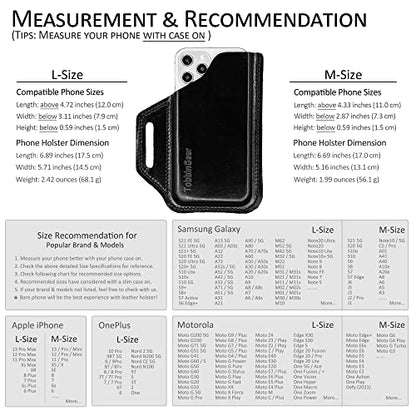 TobbinGear Leather Belt Phone Pouch, Leather Cell Phone Holster, Universal Phone Case with Belt Loops, for Men and Women Large Black - color: Loops - Black, size: L - Right Handed