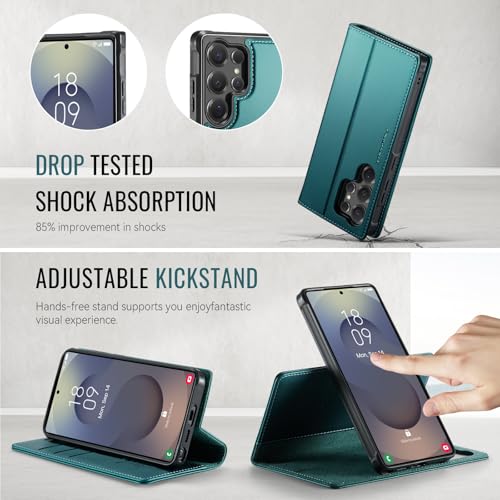 for Samsung Galaxy S26 Ultra 2in1 Detachable Wallet Case Bluegreen | Compatible with Magsafe, Magnetic, RFID Blocking Card Holder, Shockproof, Kickstand, Wireless Charging, PU Leather Flip Cover - color: (Detachable 2 in 1)-Blue Green, size: Galaxy S26 Ul