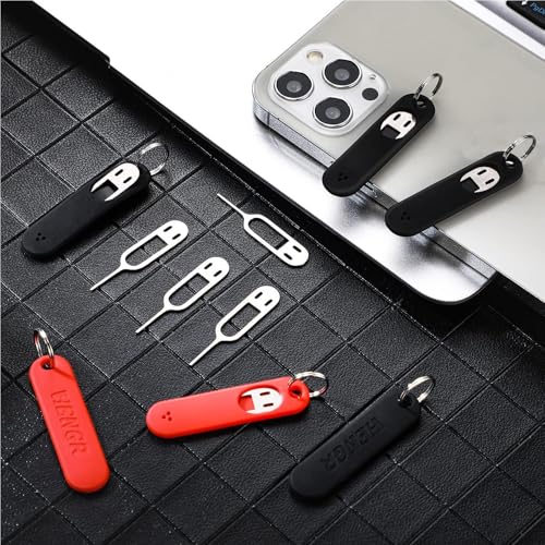 Sim Ejector Tool - Intuitive Removal Sim Card Tools, Needle Opener Sim Card Removers | Sim Card Tray Eject Pin, Card Tray Opening Tool with Detachable Keychain Charm for Smart Phones and Tablets - color: Black
