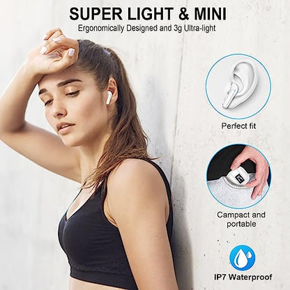 Wireless Earbuds, Bluetooth 5.4 Headphones, 50H Playtime in Ear Earphones - color: White