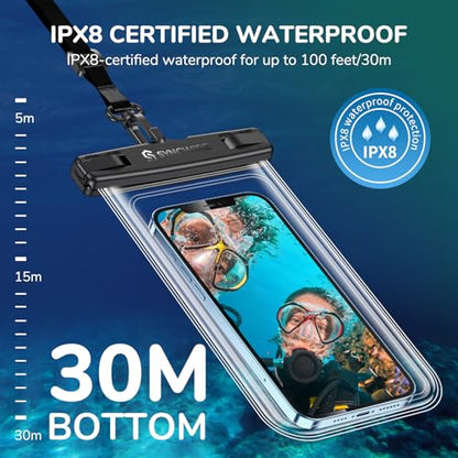 SYNCWIRE Waterproof Phone Pouch IPX8 Beach Cruise Travel Essentials 2 Pack | Cell Phone Dry Bag, Waterproof Phone Case for iPhone Samsung, Touch Screen, Adjustable Lanyard, UP to 7 Inches - color: Black+Green