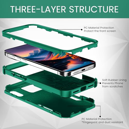 MXX for iPhone 17 Pro Case, Heavy Duty 3 in 1 Wing Design Protective Cover with MagSafe, Phone Case 2025 (Green) - color: Green, size: iPhone 17 Pro