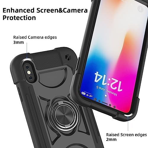 MARKILL Compatible with iPhone X/iPhone Xs Case 5.8 Inch with Ring Stand, Heavy-Duty Military Grade Shockproof Phone Cover for iPhone X/XS. Black - color: Black, size: iPhone X/iPhone XS 5.8"