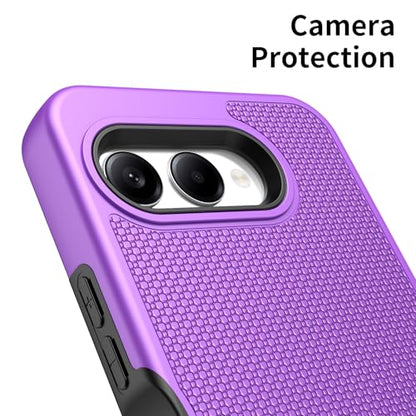for T-Mobile REVVL 8 Phone Case with Tempered Glass Screen Protector,Dual Layer Heavy Duty Shockproof Protection Cover (Purple) - color: Purple