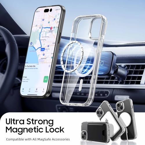 Magnetic for iPhone 13 mini/12 mini Wallet Case with Card Holder﻿ | Compatible with MagSafe, Shockproof Phone Cover with Detachable RFID Blocking Card Slot, Clear & Black - color: Clear with Black, size: iPhone 12 Mini/13 Mini