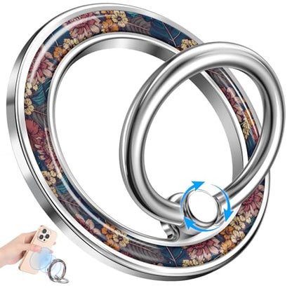 Magnetic Phone Ring, Compatible with MagSafe Phone Grip, Oil Flower - color: Oil Flower