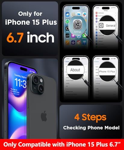 SPIDERCASE Magnetic for iPhone 15 Plus Case,Black - color: Black, size: Iphone 15 Plus 6.7''
