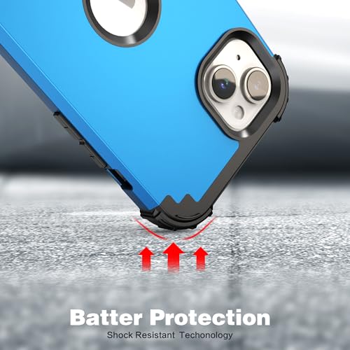 IDweel for iPhone 15 Case with Screen Protector,Luxury 3 in 1 Shockproof Slim Fit Hybrid Heavy Duty Protection Glitter Hard PC Cover Soft Silicone Bumper Full Body Case,Sky Blue - color: Sky Blue