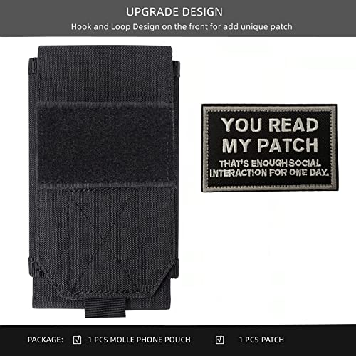 Black Tactical Molle Cellphone Pouch Case,Heavy Duty Waterproof Phone Holster Bag for iPhone 11 12 13 Pro Max for Samsung S22 S21 S20 FE Note 20 A13 A12 A02S Less 6.7" Phone with 1 Pack Patch - color: Black & 1 Pack Patch