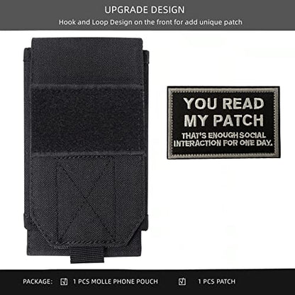 Black Tactical Molle Cellphone Pouch Case,Heavy Duty Waterproof Phone Holster Bag for iPhone 11 12 13 Pro Max for Samsung S22 S21 S20 FE Note 20 A13 A12 A02S Less 6.7" Phone with 1 Pack Patch - color: Black & 1 Pack Patch