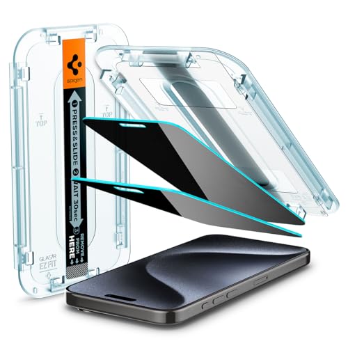 Spigen GlasTR EZ FIT Privacy Screen Protector for iPhone 15 Pro - size: iPhone 15 Pro