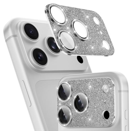 imluckies Compatible with iPhone 17 Pro Camera Lens Protector Bling, Ultra HD Tempered Glass Shiny Diamond Camera Plate Sparkle Screen Protection, 9H Anti-Scratch & Easy Install, Glitter Gray - size: 17pro 6.3" Glitter Gray