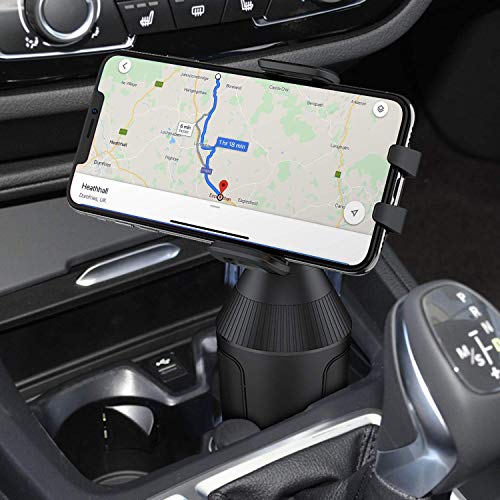 Cup Holder Phone Mount with Adjustable Neck, Cellphone Holder for Car, Upgraded Cup Phone Holder for Car, Compatible with iPhone, Samsung, Google, Expandable Side Arm, Sturdy Base