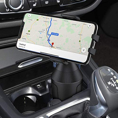 Cup Holder Phone Mount with Adjustable Neck, Cellphone Holder for Car, Upgraded Cup Phone Holder for Car, Compatible with iPhone, Samsung, Google, Expandable Side Arm, Sturdy Base