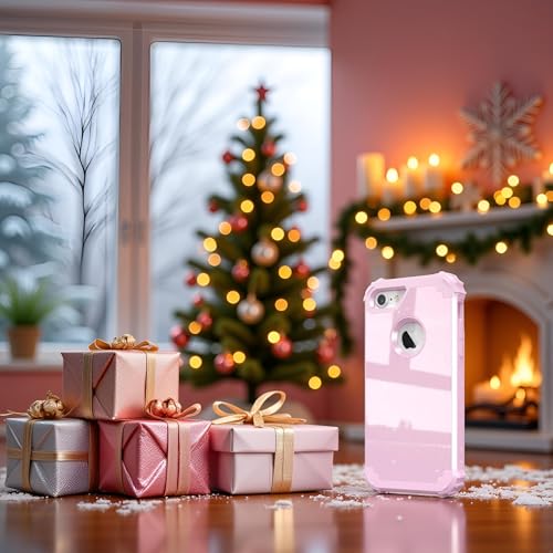 IDweel for iPhone 8 Case & for iPhone 7 Case with Screen Protector(Tempered Glass),3 in 1 Shockproof Hybrid Heavy Duty Hard PC Cover Soft Silicone Sturdy Bumper Full Body Sturdy Case,Glitter Pink - color: Glitter Pink