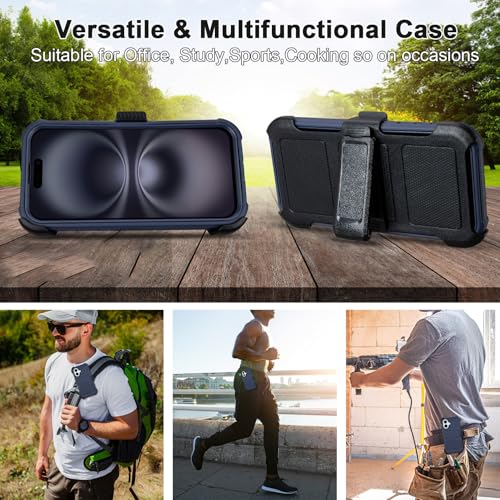 Defender for Phone case iPhone 16 Case with Belt Clip Heavy Duty Black | Military Grade Drop iPhone16 Protective Case, Shockproof Rugged Cover for iPhone 16 Cases Kickstand Blue 6.1 inch - color: Navy Blue