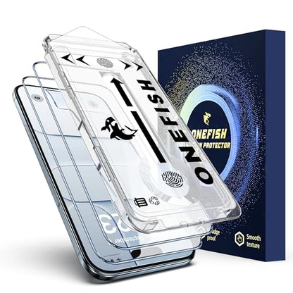 OneFish for iPhone Air Screen Protector 6.5 inch HD Clear ， 2 Pack | Tempered Glass Full Coverage , 9H Hardness Scratch Resistant , Anti-Fingerprint ， Easy Installation - size: iPhone 17 Air