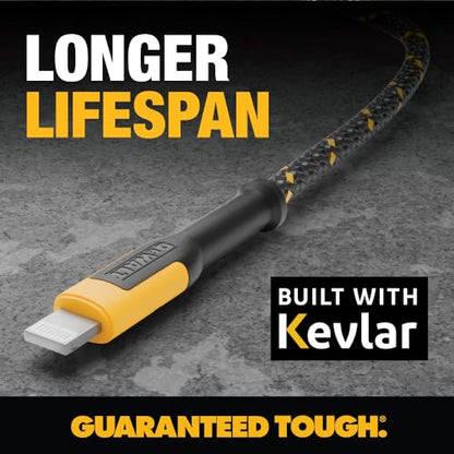 DEWALT Heavy Duty USB A to Lightning Cable [Apple MFi Certified], 6FT - size: 6 feet